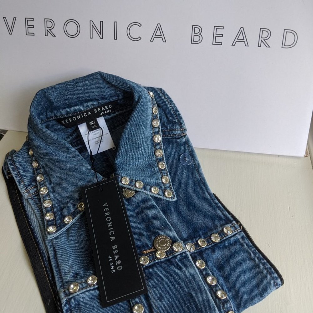 VERONICA BEARD Dickey Blue Denim Jean w/Rhinestones